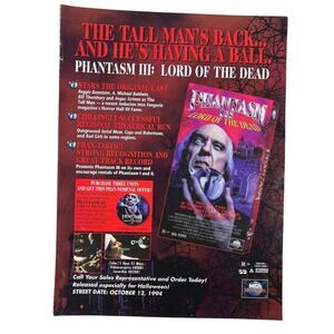 Vintage 90s Phantasm III Movie Retailer VHS Promo Ad Advertisement Rare